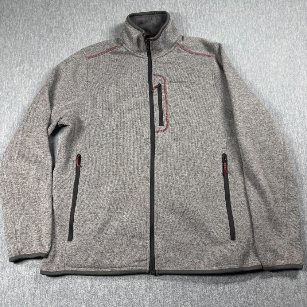 Craghoppers Fleece Mens L Gray Full Zip Knit Ribbed Outdoor Sweater‎ Jacket Warm